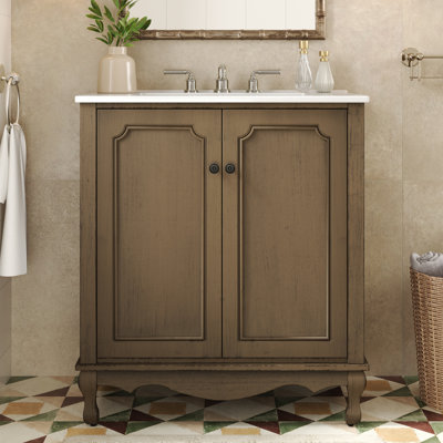 Meuble-lavabo rétro avec lavabo rectangulaire en céramique, finition bleu antique pour un charme classique et une fonctionnalité moderne