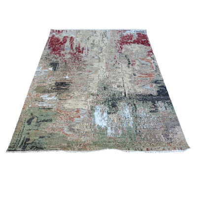 Tapis oriental moderne multicolore noué à la main 8 x 10 avec soie 4E105F8022E54C0C98172ECF5CC7354C