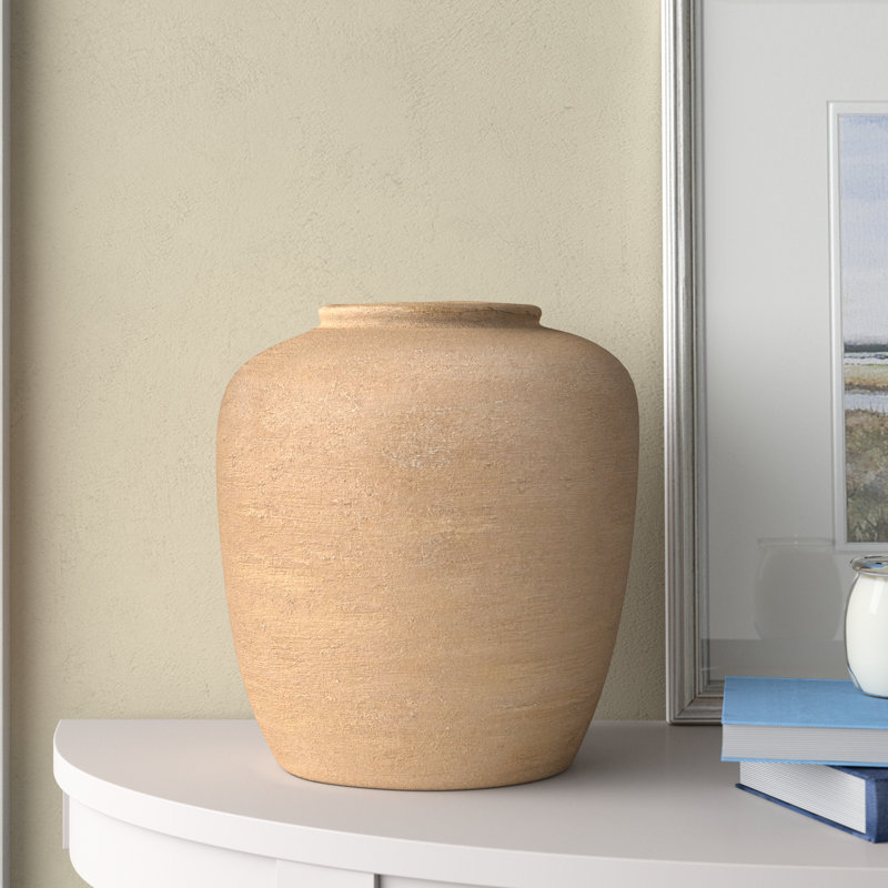 Felicie Ceramic Textured Novelty Table Vase, 12.1" H x 10.85" W x 10.85" D