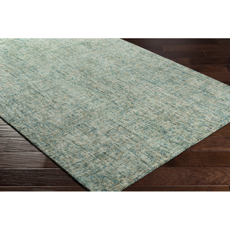 Balcom Hand Tufted Wool Abstract Area Rug in Green, Rectangle 8' x 10'