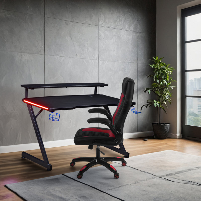 Ensemble de bureau de jeu et de chaise de jeu Orlene, Rouge