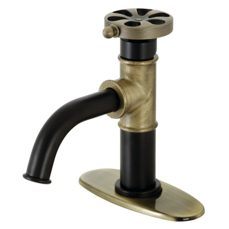Kingston Brass Belknap Single-Handle 1-Hole Deck Mount Bathroom Faucet with Push Pop-Up and Deck Plate