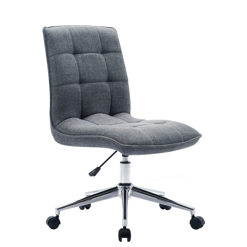 Geraghty Fabric Office Chair with Metal Base, Gray, Linen