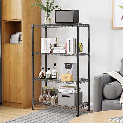 Étagère de rangement en acier à 4 niveaux avec capacité de 1000 lb, support réglable en fil de fer robuste pour le garage, la cuisine et le bureau (l 13,7 po x l 23,6 po)