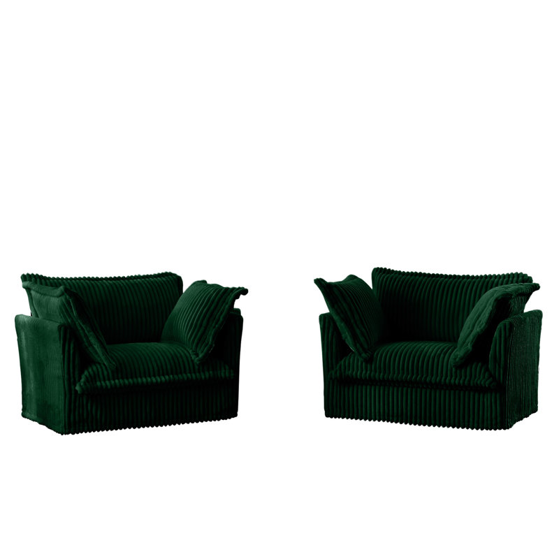 Nickolas Accent Chairs, Green Corduroy