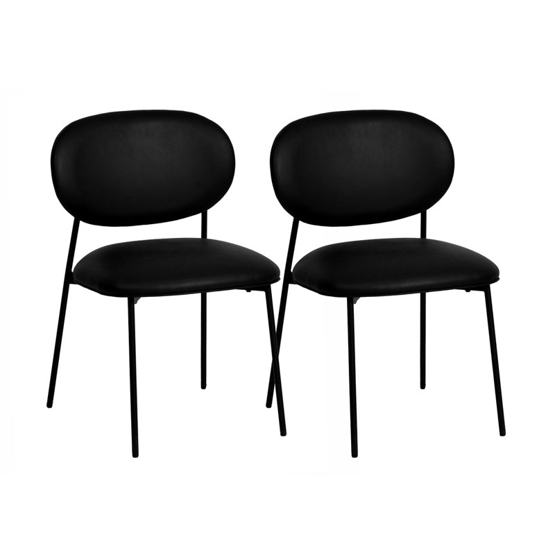 Chaise de salle à manger empilable en cuir Anna Performance - ensemble de 2, Noir, Noir