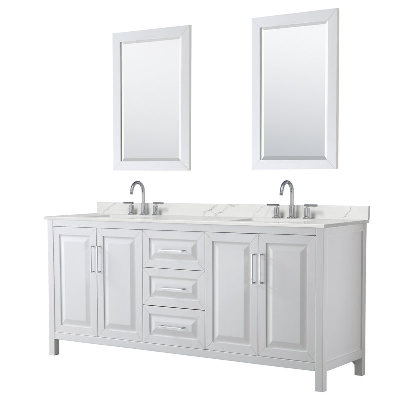 Daria 80'' W Vanity, Polished Chrome, White, Giotto Quartz