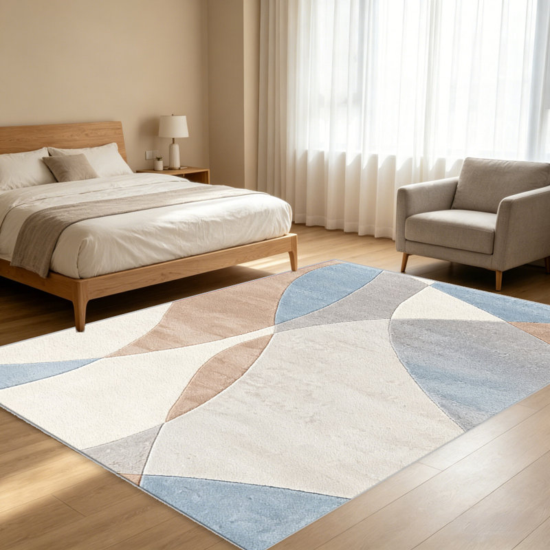 Sky Beige Wave carpet-easy to clean, machine-washable, soft and comfortable; suitable for door mats, kitchens, living rooms, bedrooms, corridors, and laundry areas. Easy to clean, durable carpet for home decoration.