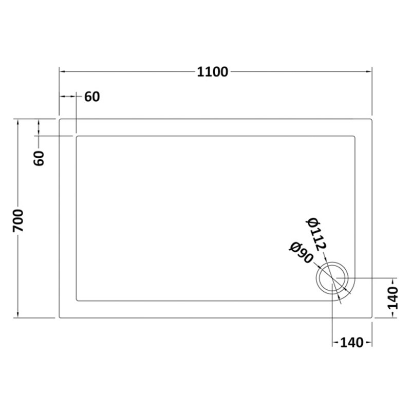 Standard Shower Tray - Slate Grey, Corner, 40mm H x 700mm W x 1200mm D