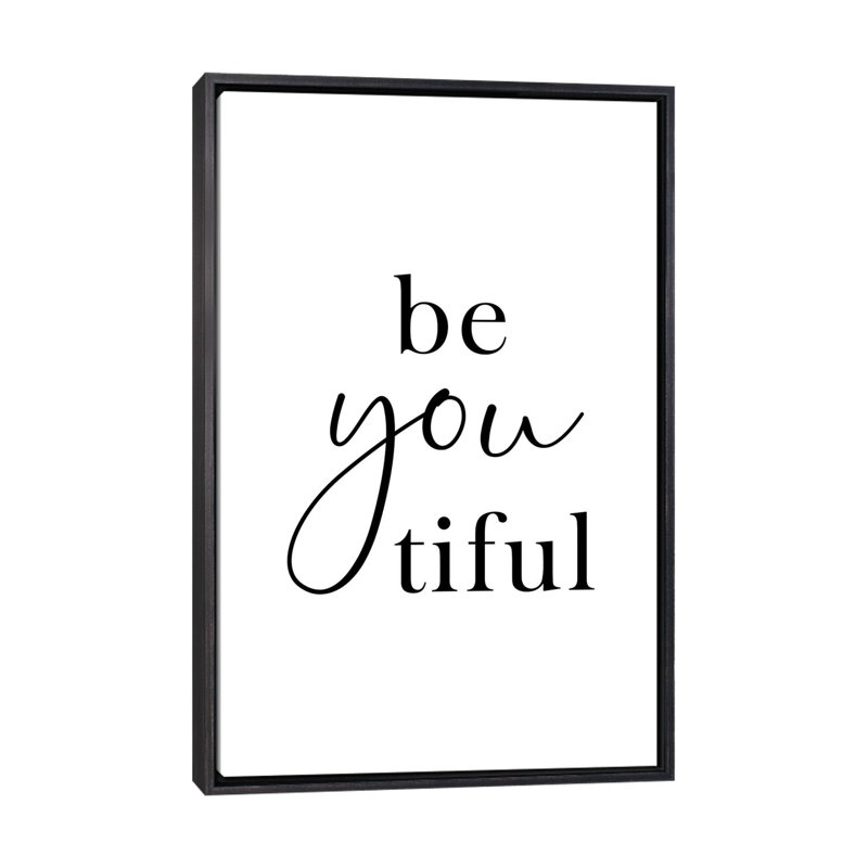 «Beyoutorable», reproduction d'art textuel, H 48 po x l 32 po x P 1,5 po, Toile avec cadre noir patiné, Pas de tapis