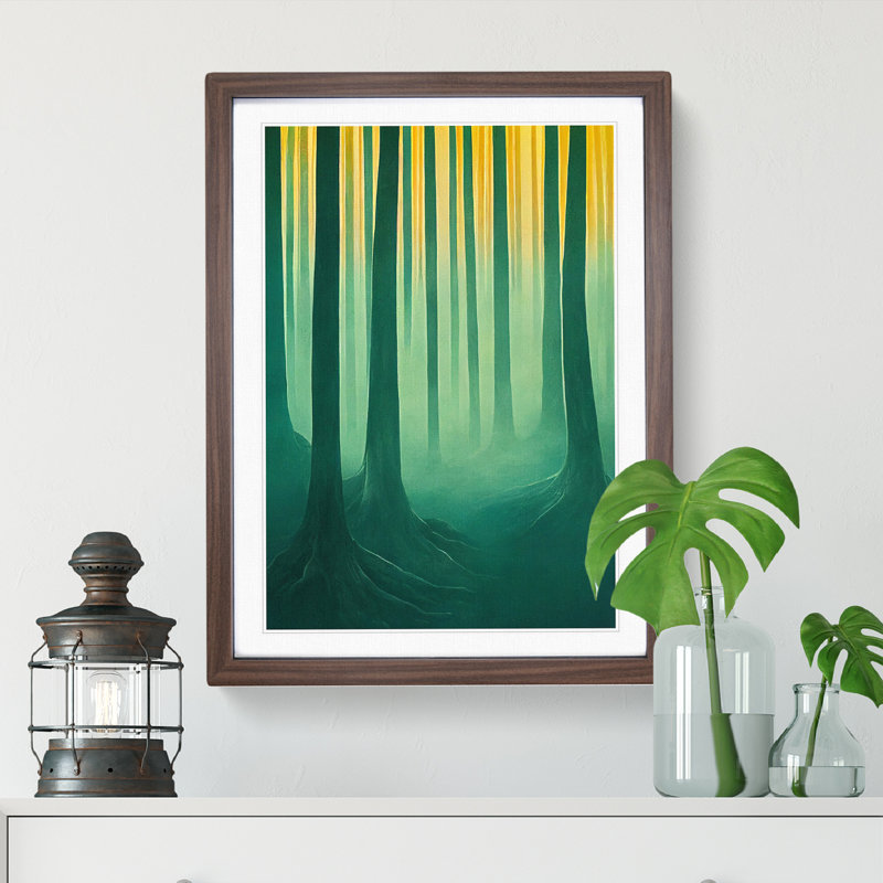 Forest Mist - Single Picture Frame Print, 34cm H x 25cm W x 2cm D, Walnut