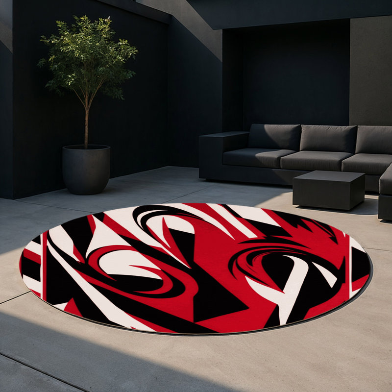 Scarlet Tempest Indoor And Outdoor Area Rug, Round 5'