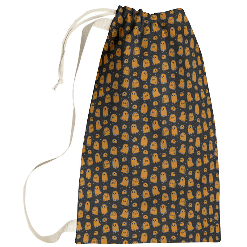 Kitterman Fabric Laundry Bag with Handles, Small ( 64" H x 20" W x 1.5" D), Black/Orange