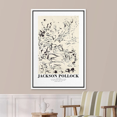 Signature, impression sur toile encadrée Jackson Pollock, encre, papier de riz, croquis, formes abstraites, illustrations, beaux-arts décoratifs minimalistes, détente / calme pour le salon, la chambre à coucher, le bureau