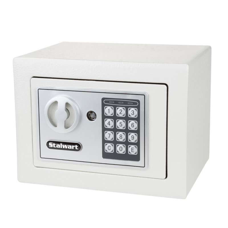Compact White Steel Digital Security Safe with LED Display