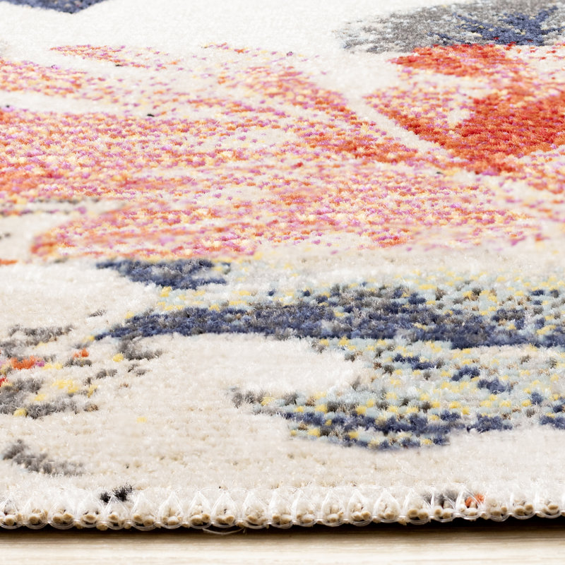 Tapis à motif floral antidérapant Callaya, Rectangle 5 pi 3 po x 7 pi 7 po