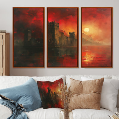 Mystic Red Yellow Fortress Of Power II - Fortresses Wall Art Set