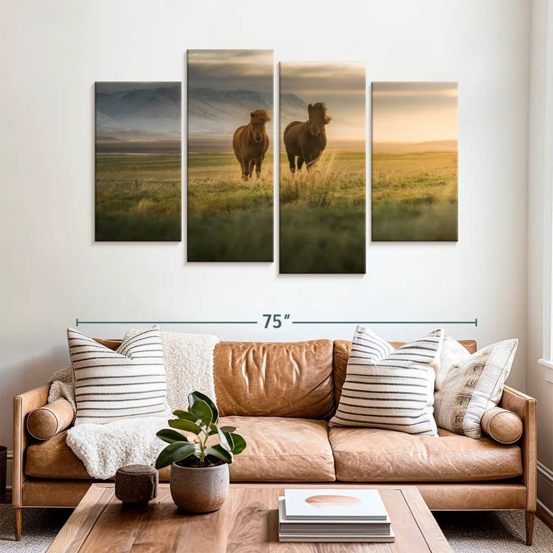 Wandering Icelandic Horses, 42"H x 68"W