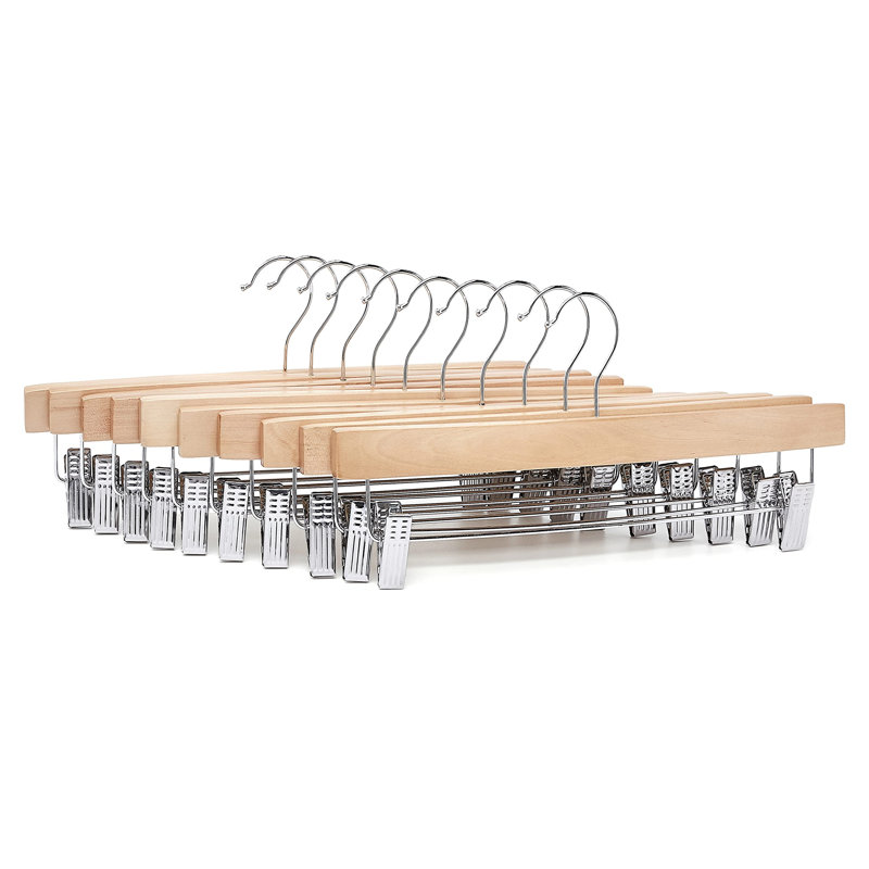 Baho Manufactured Wood Hangers With Clips, Brown