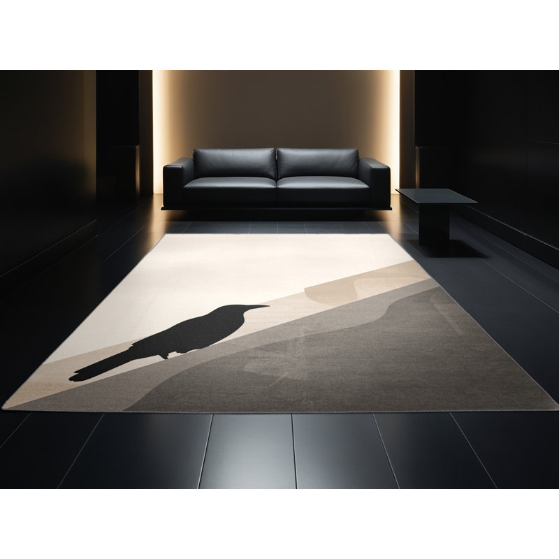 Tapis beige moelleux moelleux et moelleux Adriel Raven, 3 x 5