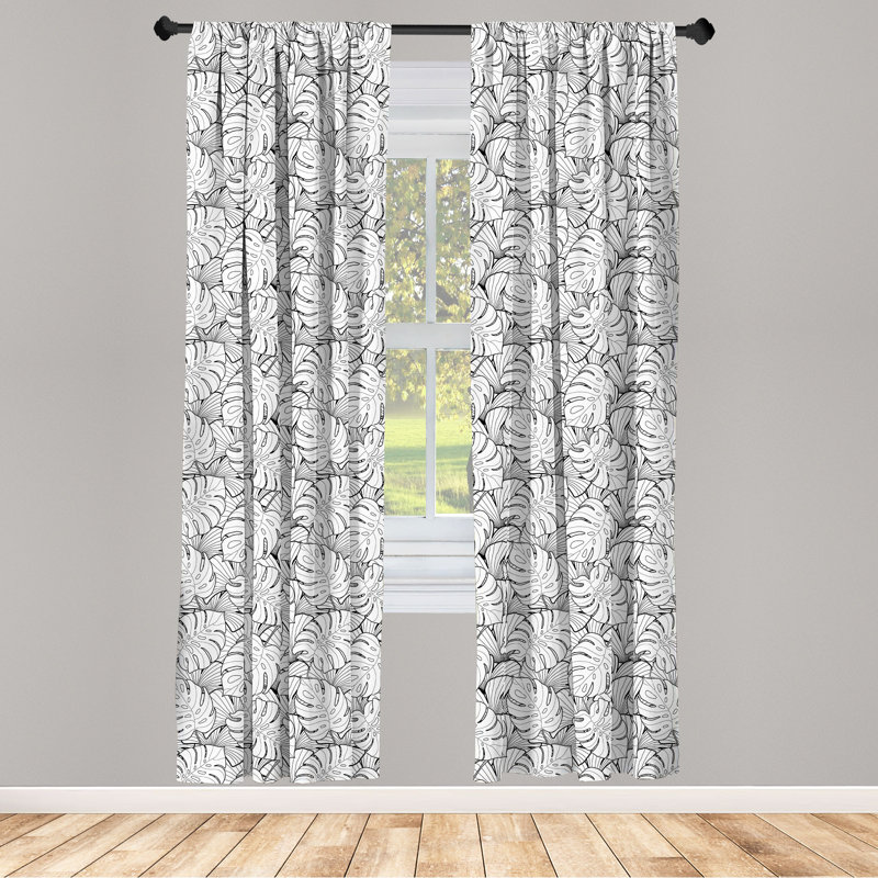 Black and White Semi-Sheer Rod Pocket Sliding Panel, 28" x 63"