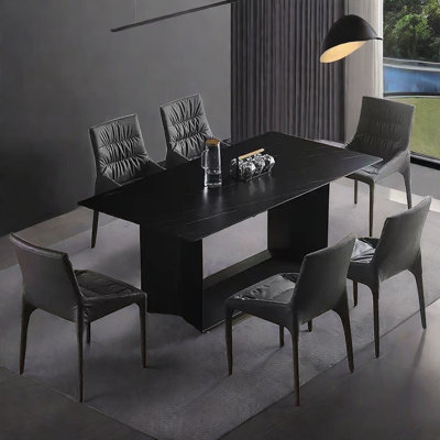 Italian-style minimalist black rock table