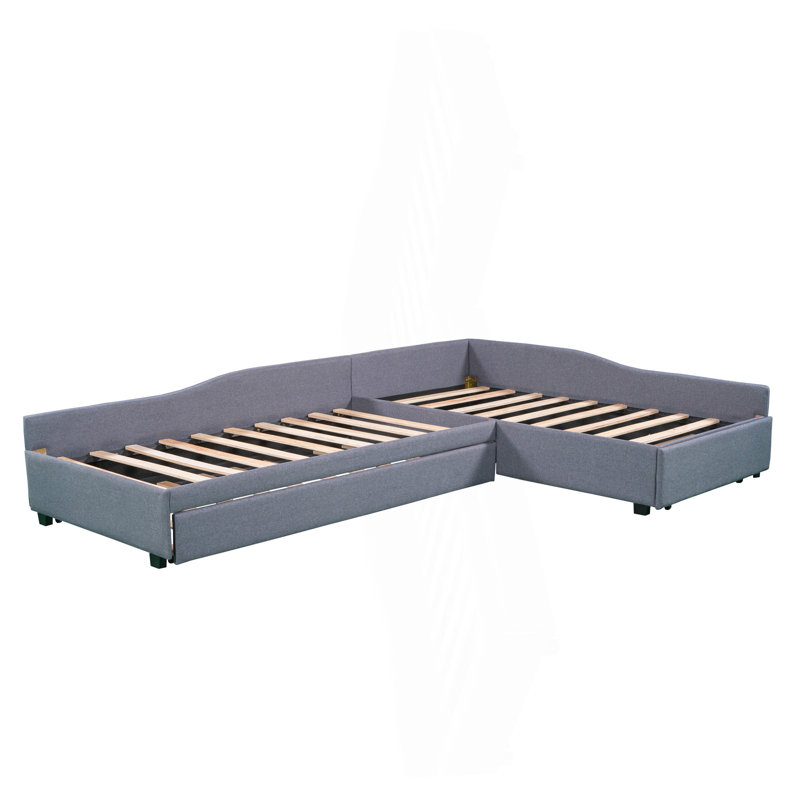 Upholstered Double Twin Size Daybed With Trundle And Drawer