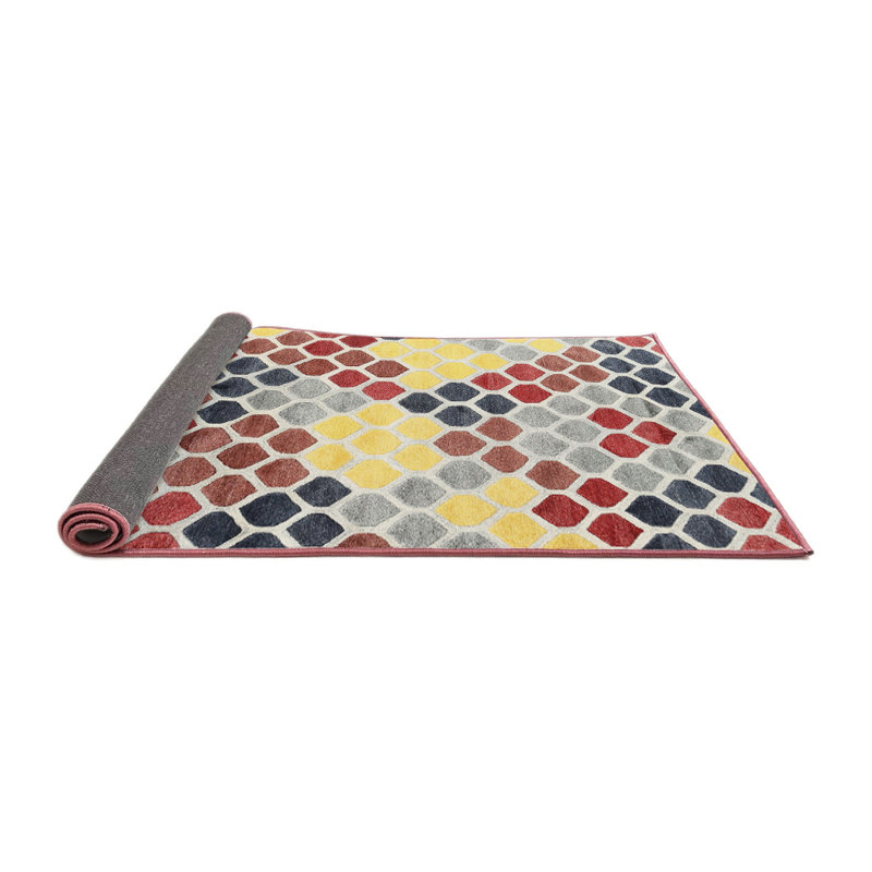 Tapis abstrait rouge / brun / jaune, Rond 6 pi