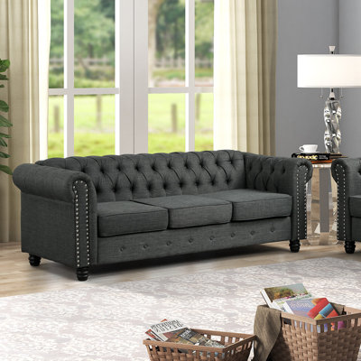 Perry 80" Rolled Arm Chesterfield Sofa