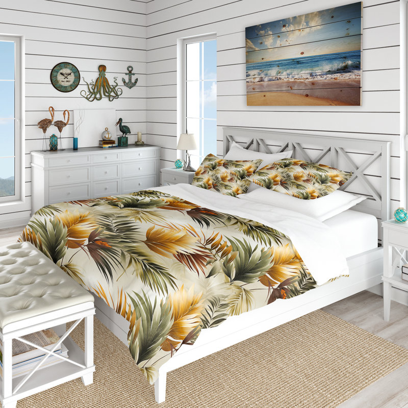 Literie à motif géométrique tropical, Housse de couette pour très grand lit et 2 très