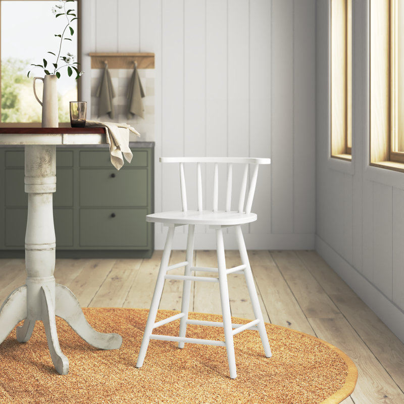 Tabouret de comptoir en bois, Blanc
