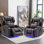 Fauteuil inclinable électrique en cuir avec lumières DEL et porte-gobelets Aguilera