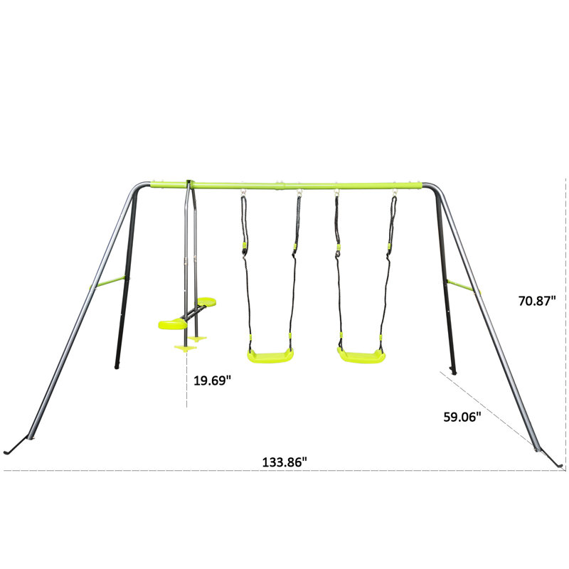Balançoire pour aire de jeux extérieure pour 3 ans et plus: métal lime avec capacité de 440 lb et zèle audacieux de 3 ans et plus: construction dynamique
