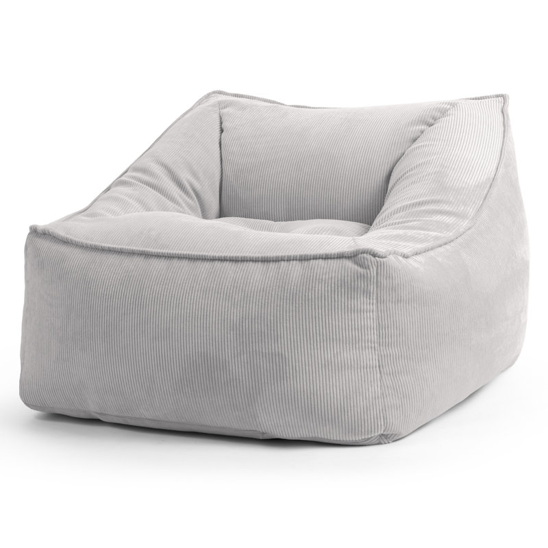 Inga Corduroy Bean Bag Lounger, 22" H x 28" W x 28" D, Silver