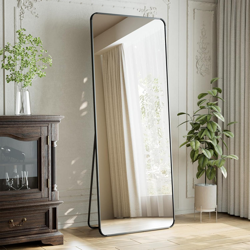 Full Length Mirror With Aluminum Alloy Frame, Shatterproof HD Glass, Freestanding Or Wall Mountable For Bedroom, Dressing Room, Living Room
