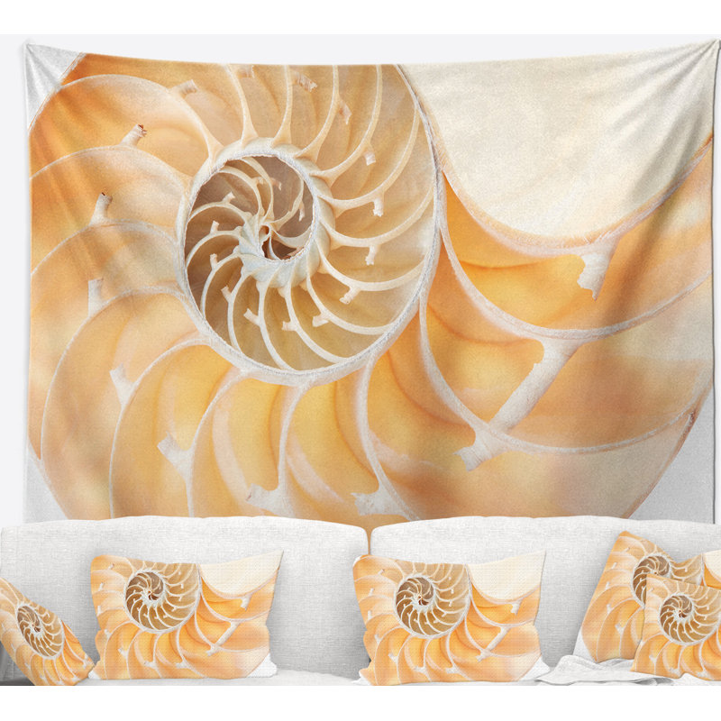 Tapisserie de coquillage nautilus brown light, H 78 po x l 92 po