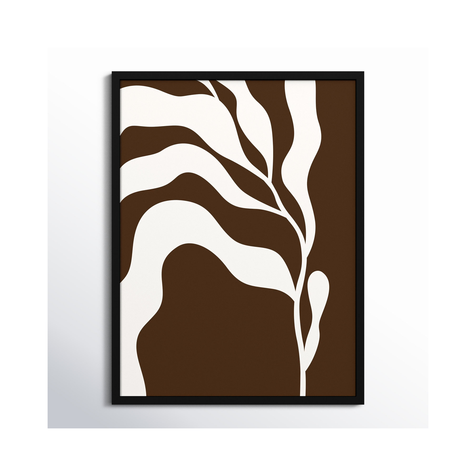 Retro Matisse Inspired Abstract Botanical 2 Brown, Black, 33" H x 25" W x 1" D
