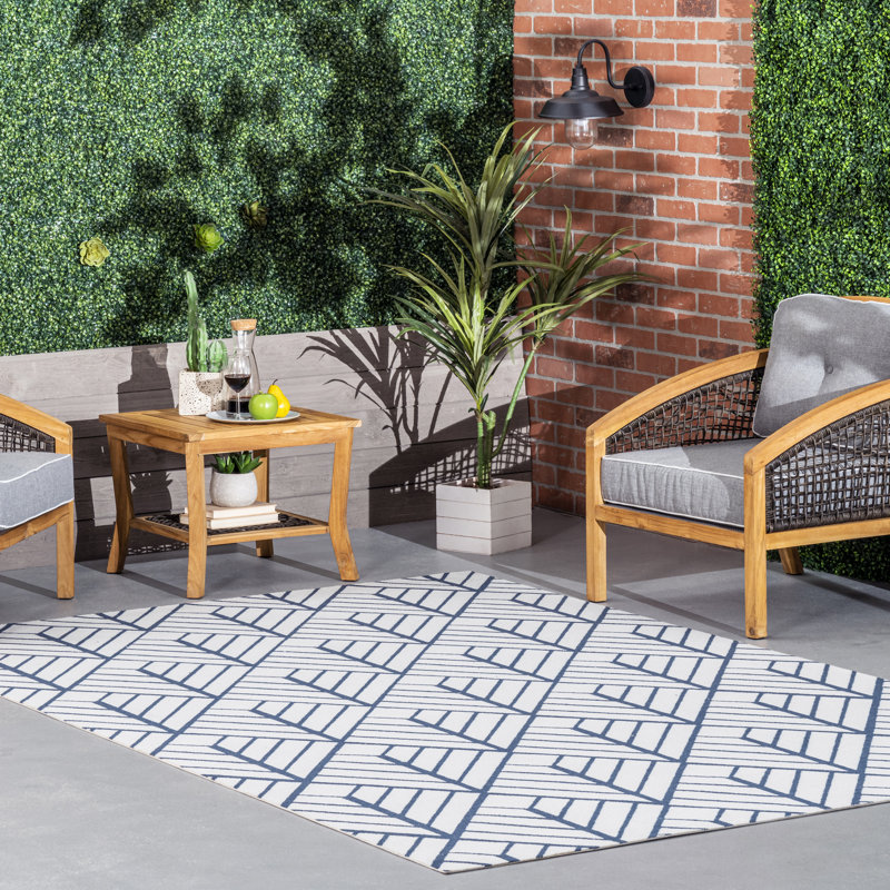 Tapis intérieur / extérieur bleu Tousignant, Rectangle de 5 pi x 8 pi