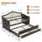 Twin Wooden Daybed With Trundle, 2 Storage Drawers & Upholstered Button-Tufted Backrest, No Box Spring Needed-1420399905