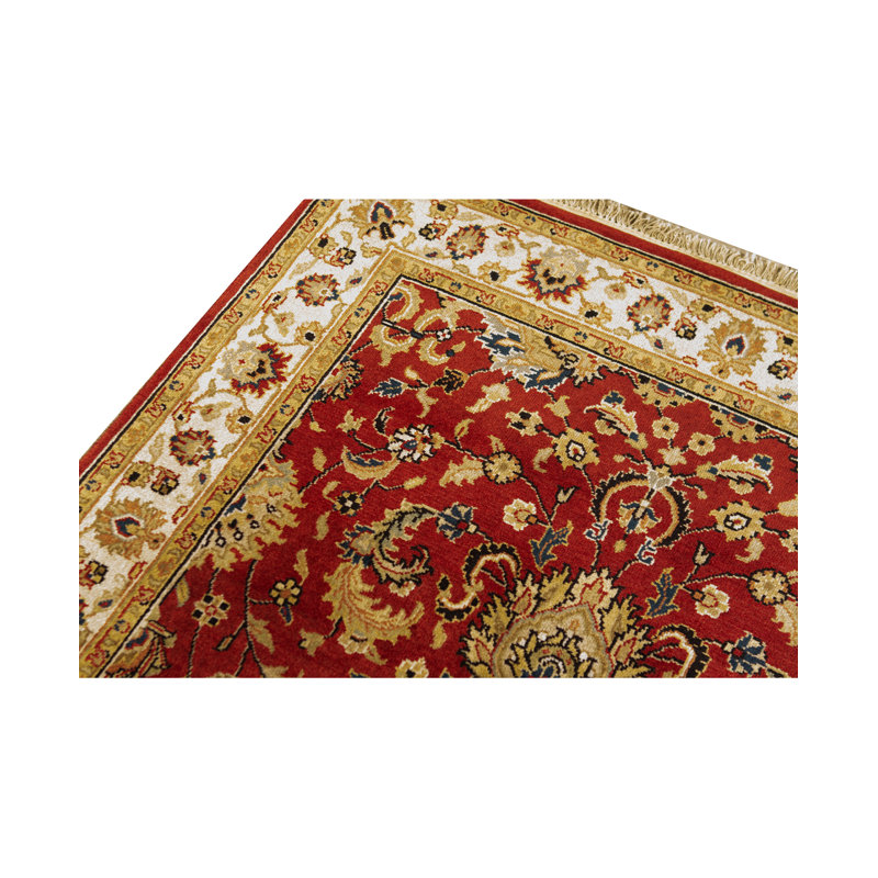 Hand-Knotted High-Quality Wine and Beige Area Rug
