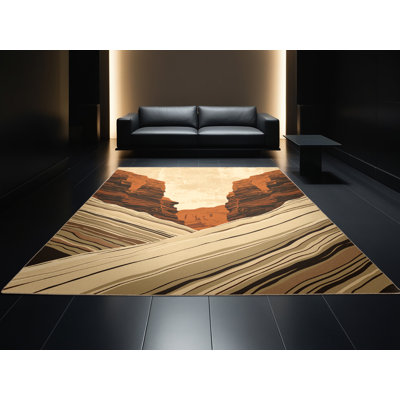 Tapis brun / beige beige lavable à la machine Orionna