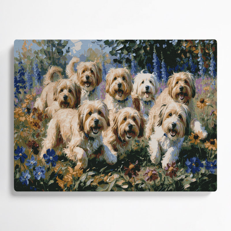 Chiens havanais gris, art mural en métal, H 11 po x l 14 po
