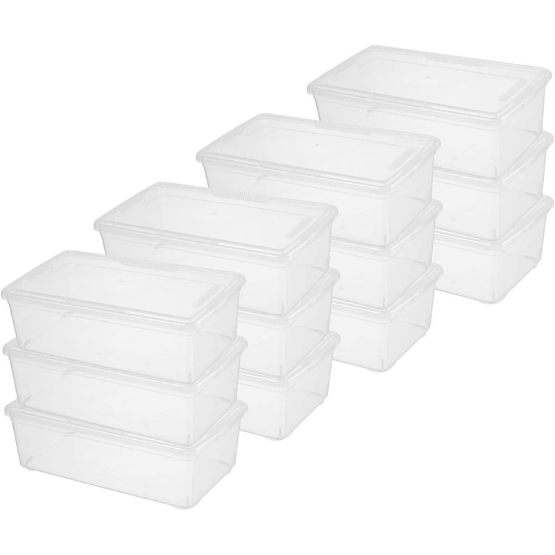 12 Pack 6 Qt Clear Plastic Storage Boxes With Lids – Stackable Organizer Bins With Latch For Home & Office