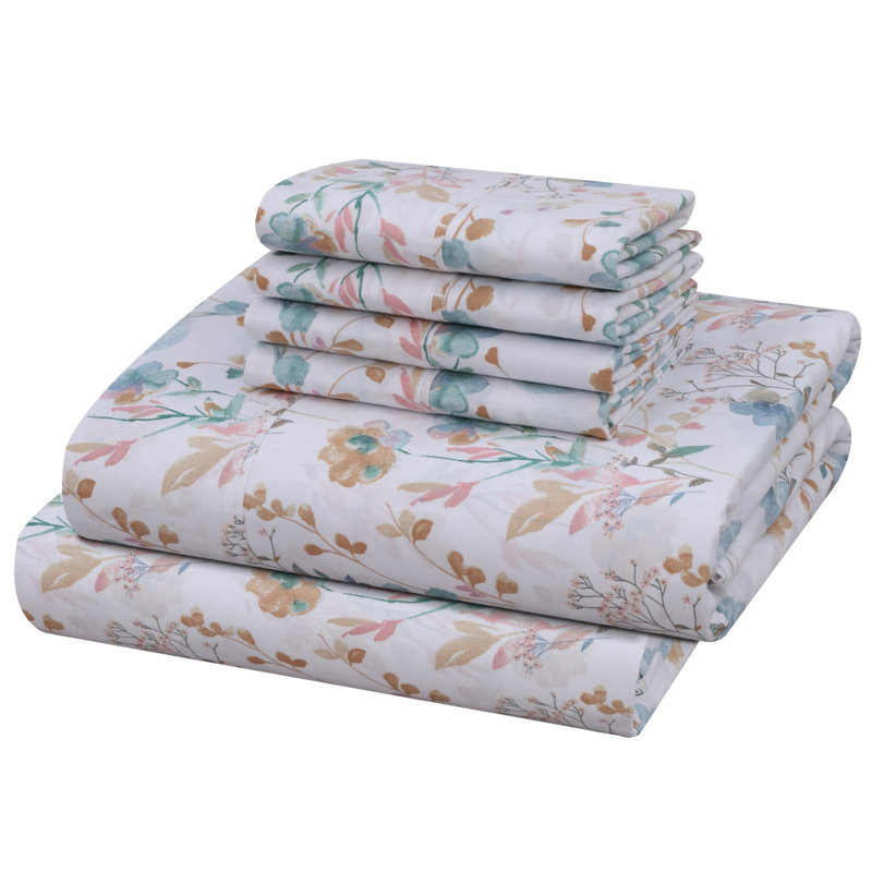 Ensemble de draps en coton 6 pièces RUVANTI, Radiant, Ensemble de draps pour taille de lit simple TG ave