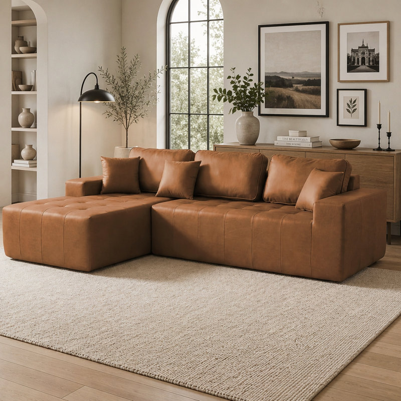 L-Shaped Faux Leather Corner Sofa