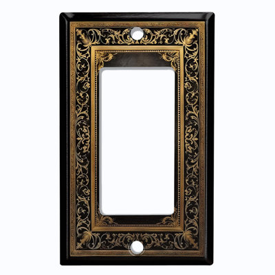 Couvercle de plaque d'interrupteur en métal; Bascule à deux bandes standard américain - Image imprimée d'un cadre floral décoratif