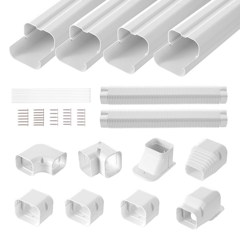 White PVC Decorative Air Conditioner Line Set Cover Kit