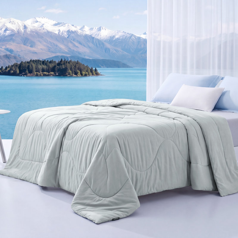 Bedsure Full Dual-Sided Cooling Comforter – Harbor Mist, Lightweight & Breathable for Summer, Harbor Mist, Full Comforter 