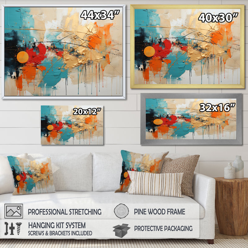 Geremie Collage Fusion IV, Cadre flottant doré, H 30 po x l 40 po x P 1,5 po