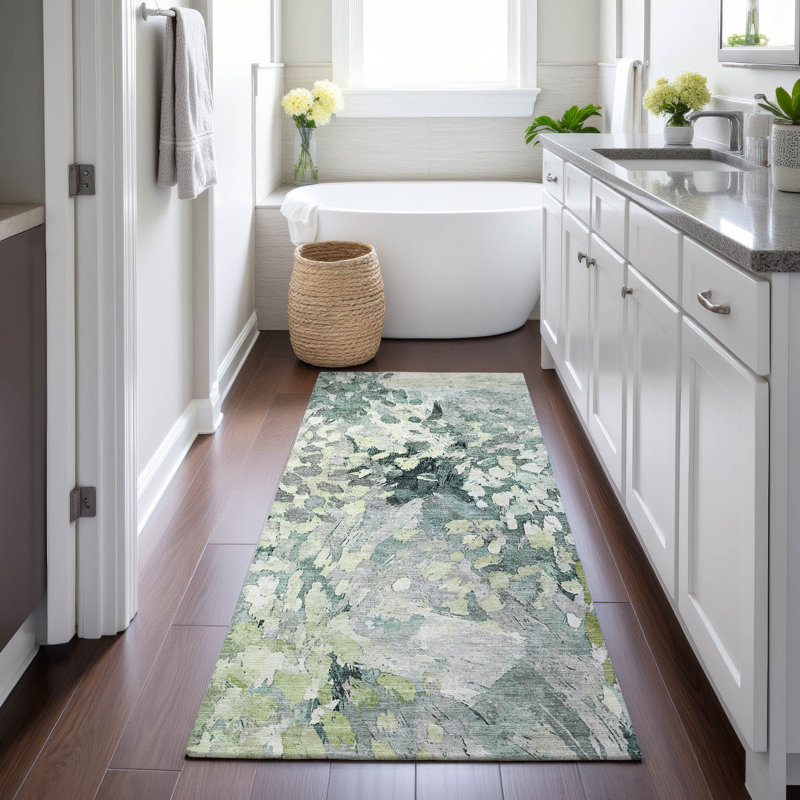 Tapis moderne lavable à la machine intérieur / extérieur ACN2736, Comme neuf, Tapis de couloir 2 pi 3 po x 7 pi 6 po